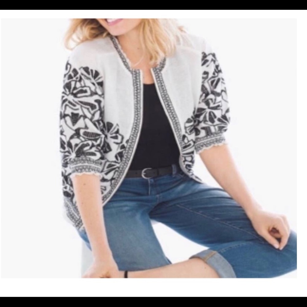 Chico’s Linen Embroidered Jacket - Picture 2 of 9